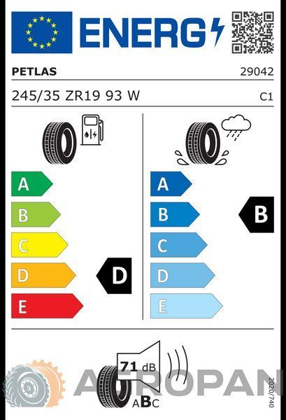 245/35ZR19 Petlas Veloxsport PT741 XL 93W (літні шини) 24560 фото